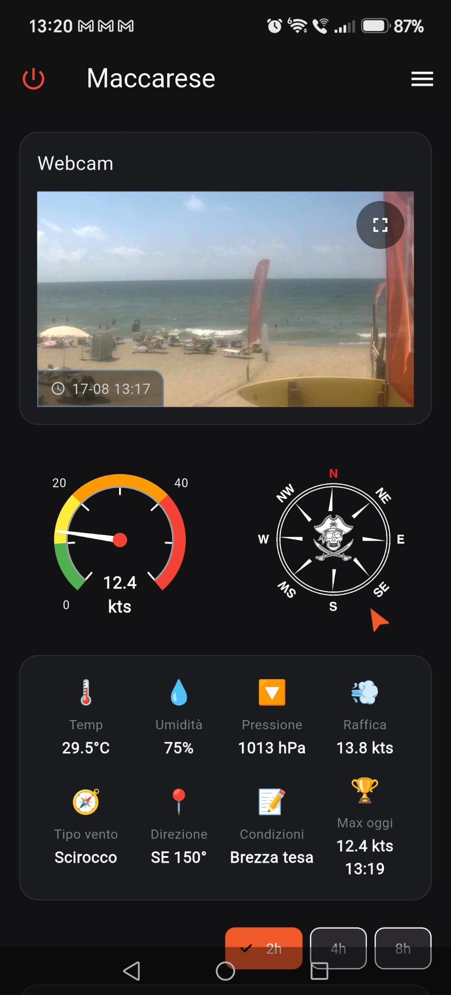 CapitanWind: webcam e dati del vento in tempo reale